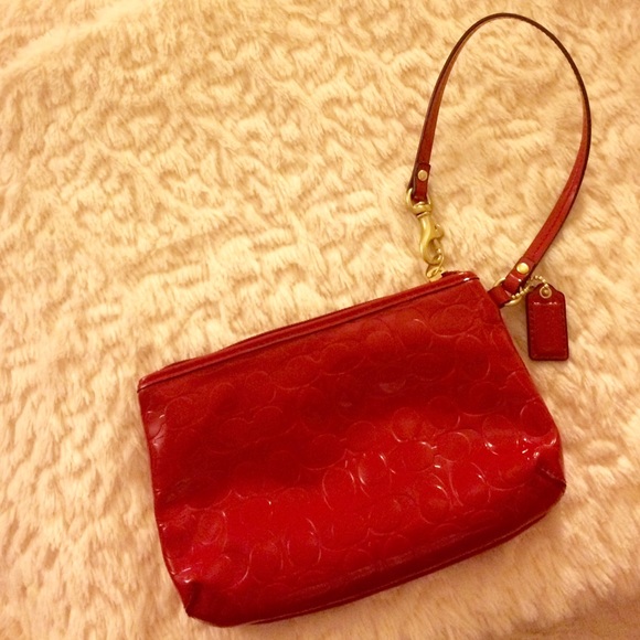 Red Patent Leather Coach Wristlet - Picture 3 of 4