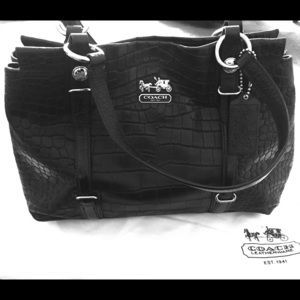Coach Mia Embossed Croc Carryall - 16157 - Black