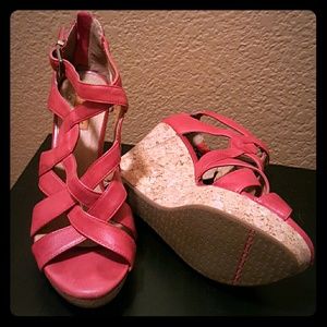 Miz Mooz Strappy Red Wedges