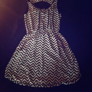 Teal and black zigzag dress