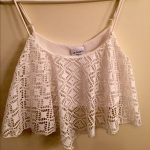 White cream lace crop top