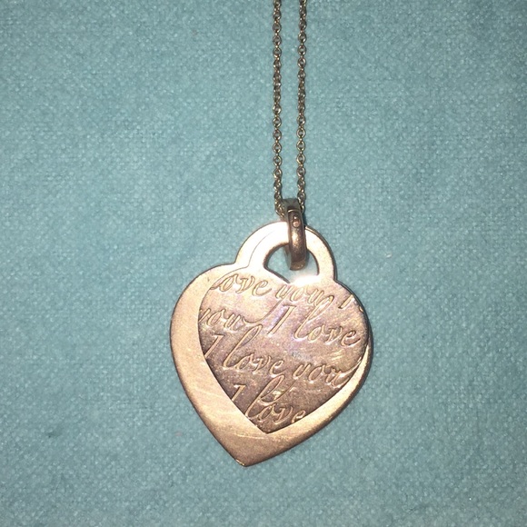 Tiffany & Co I Love You double heart SS necklace