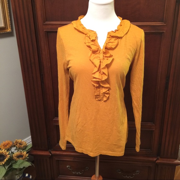 • Loft Long Sleeve Ruffle Top • - Picture 2 of 3