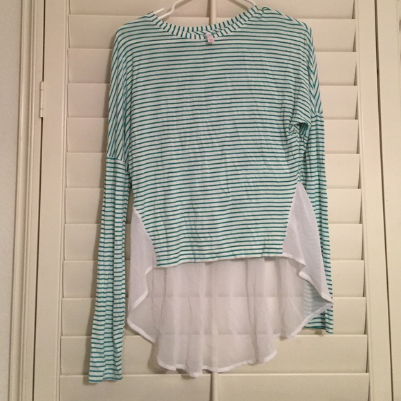 White and green striped long sleeve shirt