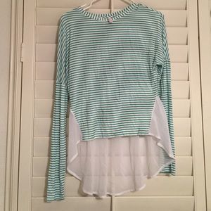 White and green striped long sleeve shirt