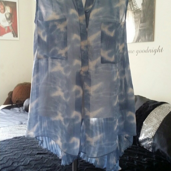 Bcbg Max Azria Blue Sheer button down shirt - Picture 2 of 2