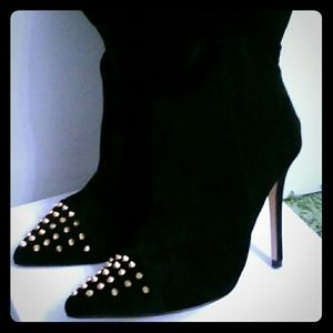 Shoedazzle Black Studded Kneehigh Boots 4.5" Heels