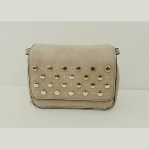 NEW Tan studded messenger bag w/adjustable strap