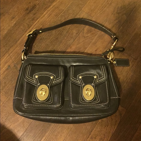 Black leather Coach purse