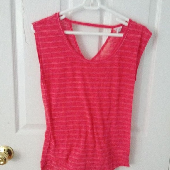 Aeropostale Pink Striped Cut out tee
