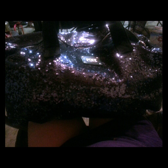 Sequined victoria secret duffel bag