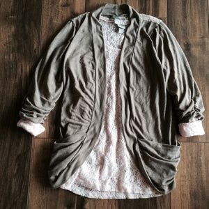 Lot of Pink Lace and Light Brown Cardigan