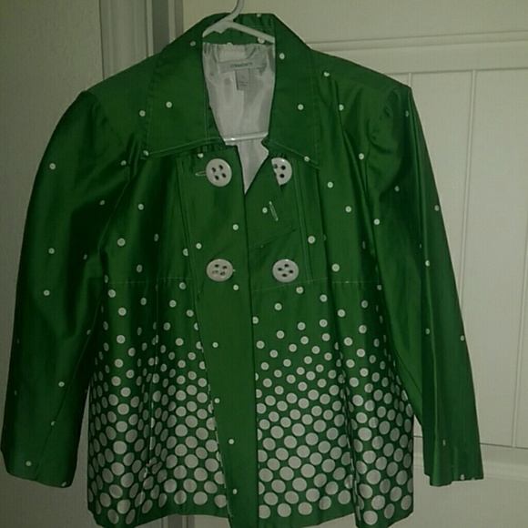 Green with white polka dot  blazer