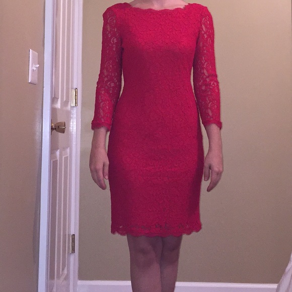 Red Lace Party Dress w/ V-Back