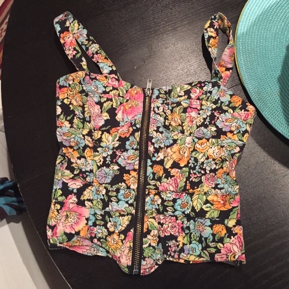 Floral Zip-Up Divided H&M Crop Top