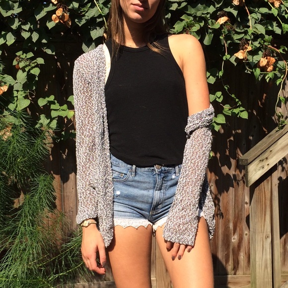 SOLD❗️Grey and white knit cardigan sweater