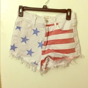 American flag high waisted shorts