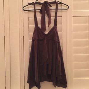 Brown halter top with ruffles from Guess