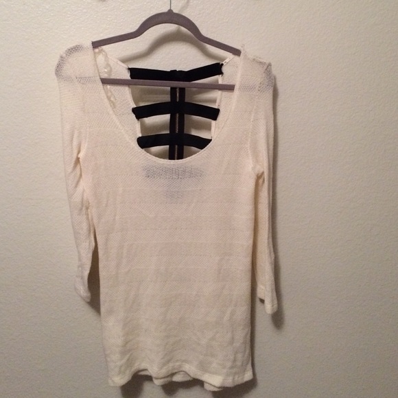 White open back sweater