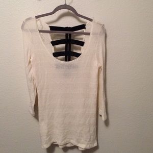 White open back sweater