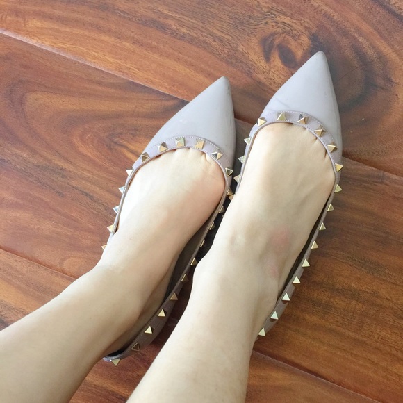 Valentino Rockstud Patent Ballerina at, Nude - Picture 2 of 3