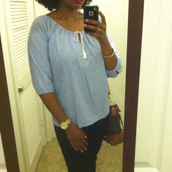 ✨SALE❗✨J.Crew Blue Peasant Top - Picture 3 of 4