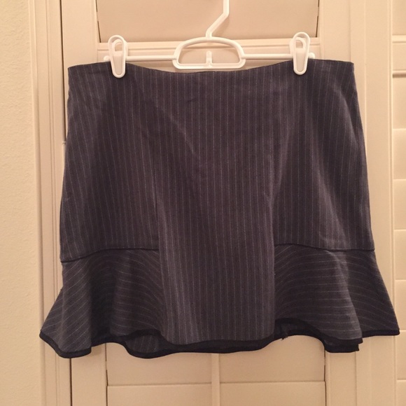 Charcoal-colored pinstriped mini skirt