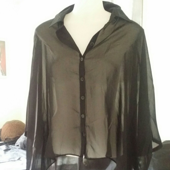 BCBGMaxAzria Tops - Bcbg Max Azria Black Sheer Oversized Tunic