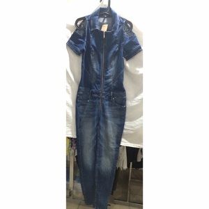 Babyphat denim jumpsuit skinny jeans open shoulder