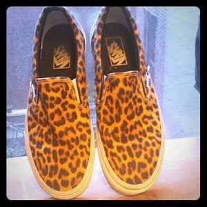Vans leopard print slip ons