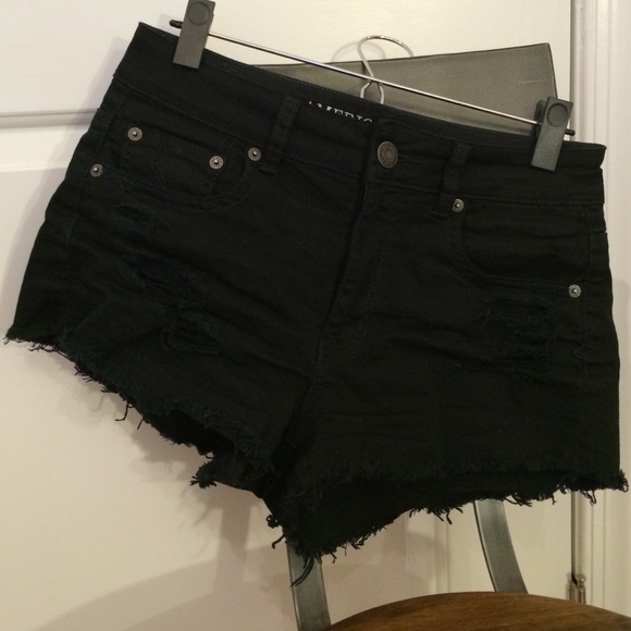 American Eagle Outfitters Pants - Black denim high-waisted shorts