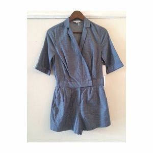 Chambray Utility Style Romper, Jumper