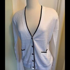 J CREW FACTORY  Tipped Cardigan Sweater White