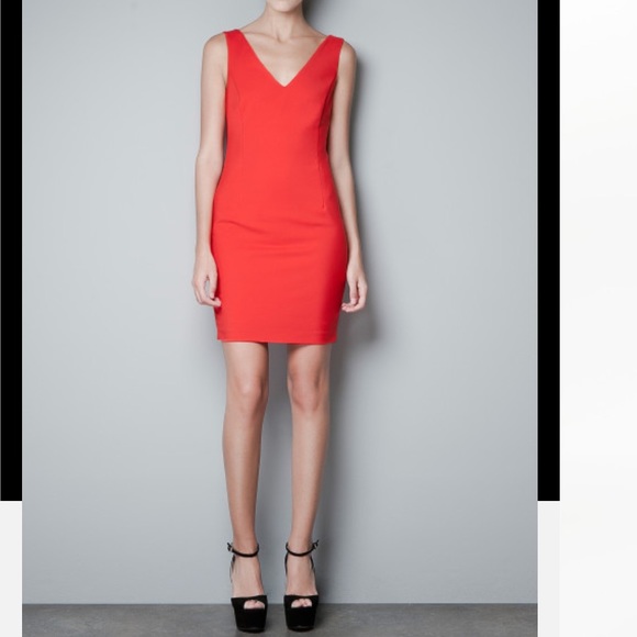 Zara v neck 🍊❤️ orange red dress , size s