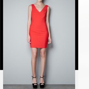 Zara v neck 🍊❤️ orange red dress , size s