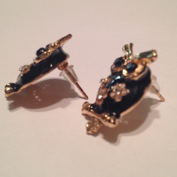 Rhinestone Owl Post Earrings - Picture 2 of 4