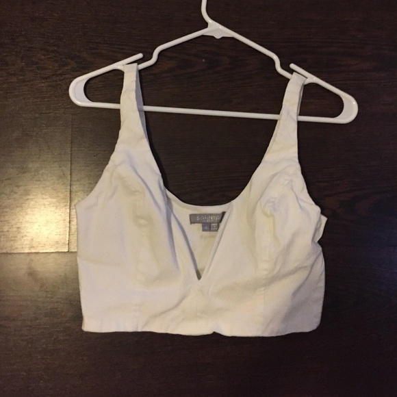 White cropped bustier tank