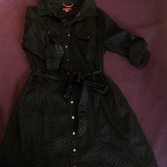 Black Polka Dot Shirt Dress - Picture 1 of 3