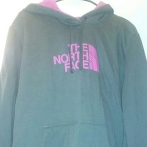 New North face hoodie gray and magenta pink