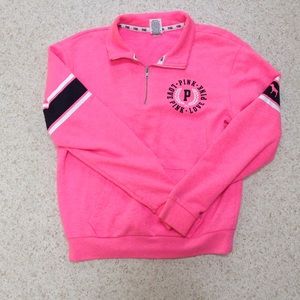 Pink boyfriend fit half zip