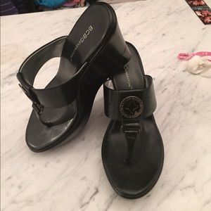 BCBGeneration Black Wedge Sandals
