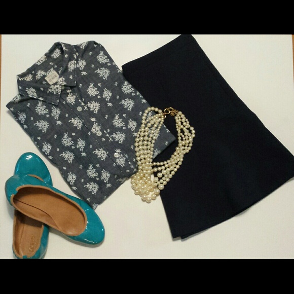J.Crew Floral Printed Chambray shirt