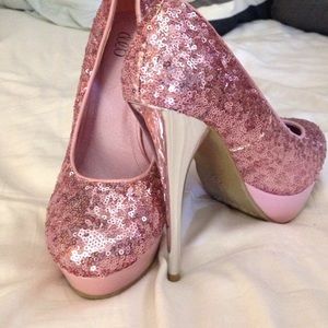 Pink sequin heels size 8
