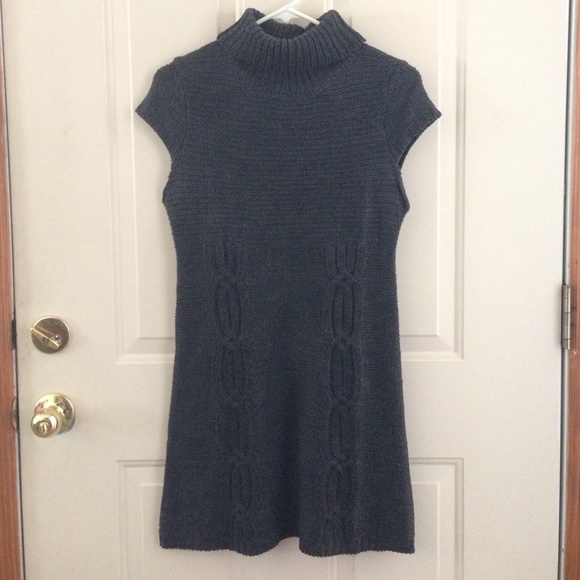 Dark Grey Short Sleeve Sweater Dress