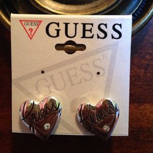 guess heart earrings
