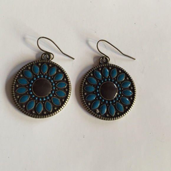 Brown and blue earrings - Picture 1 of 1