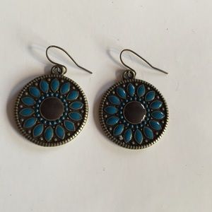 Brown and blue earrings