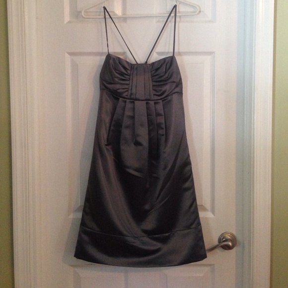 BCBG Slate grey satin evening dress size 6.