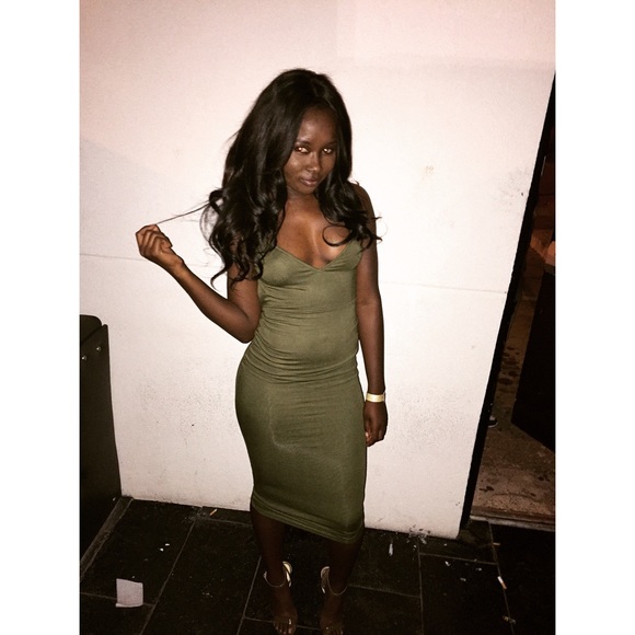 olive green midi dress