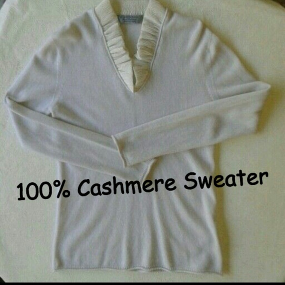 Long Sleeve V neck Cashmere Sweater